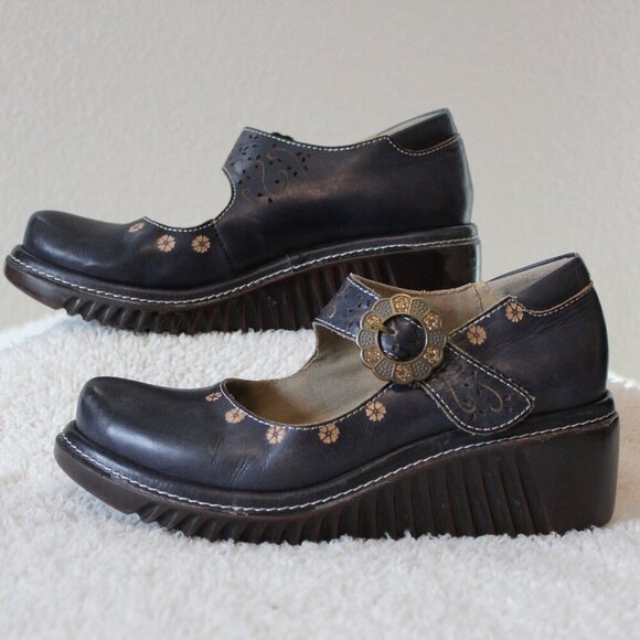 L'Artiste Womens Footlight Mary Jane Pump Navy Blue Size EU37 US 6.5-7 Wedge - Picture 1 of 11